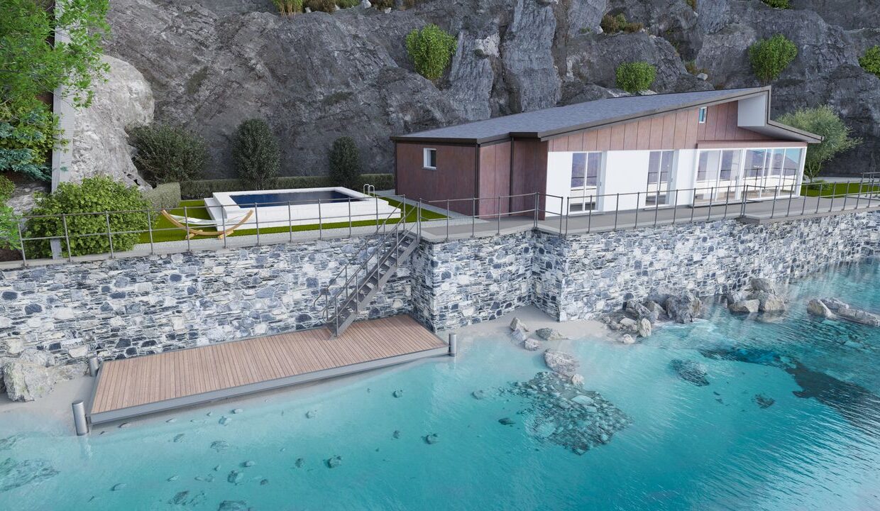 Villa Moderna Fronte Lago Como con Darsena Nesso