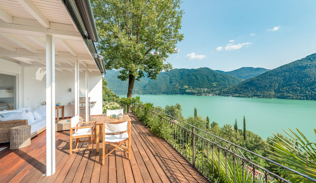 Lago Lugano Valsolda Villa con Piscina, Terreno e Vista Lago-10